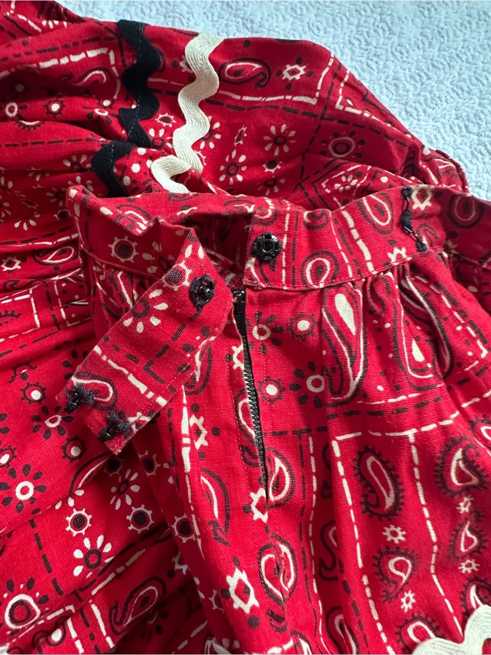 Red Tiered Bandana Print Skirt